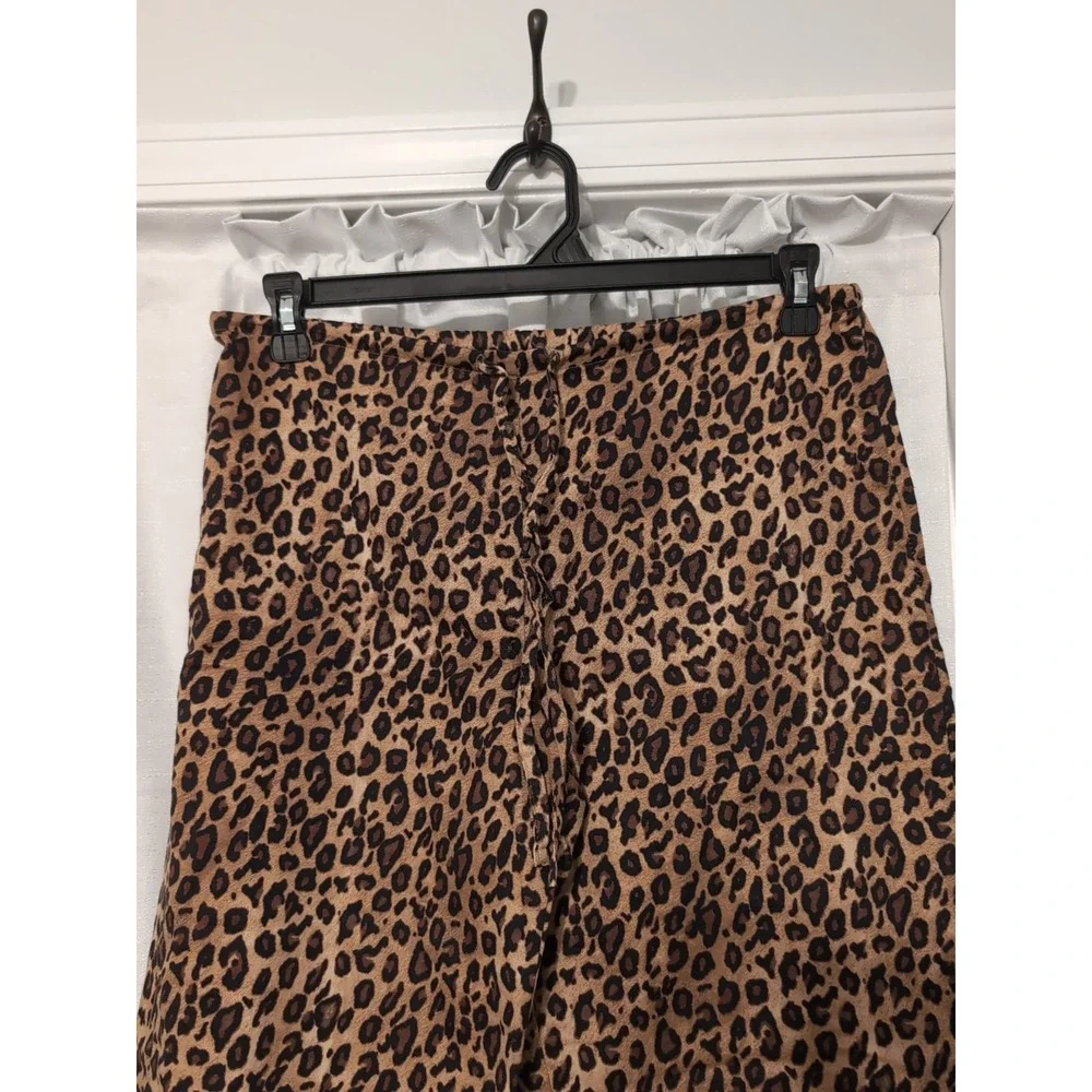 Lauren Ralph Lauren Womens Medium Leopard Print Monogram Pajama‎ Set